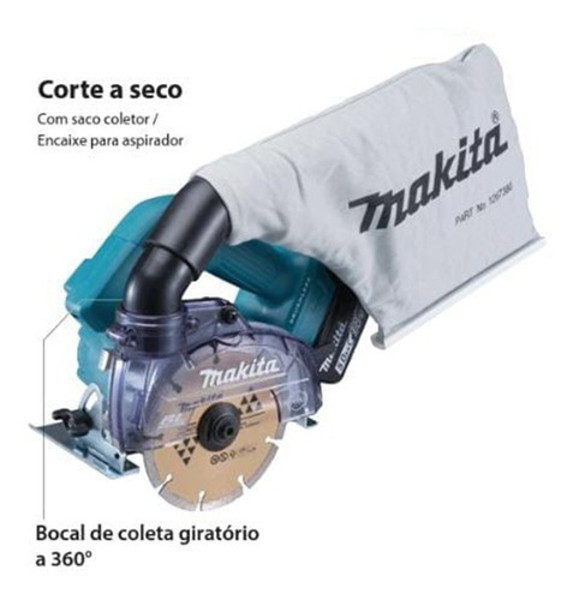 SERRA MARMORE 125MM A BATERIA 18V COM MALETA MAKITA - DCC500ZKX1