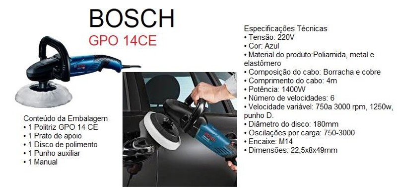 POLITRIZ LIXADEIRA 5" COM 1400W GPO 14CE BOSCH 220V