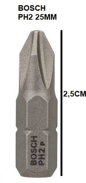 PONTA BOSCH SIMPLES PH2 COM 25MM CINZA