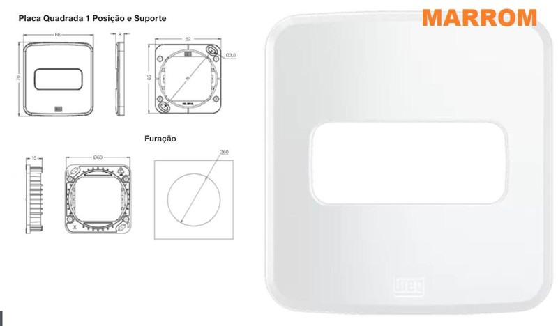 PLACA WEG EMBUTIR COM 01 POSICAO - MARROM 13877288