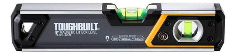 NIVEL 02 BOLHAS COM ILUMINACAO BASE MAGNETICA 9" 23CM TOUGHBUILT - TB-H2-L-9LH-M