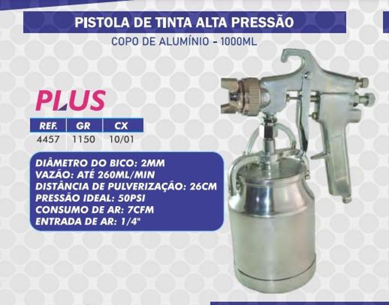 PISTOLA PARA PINTURA DE AR DIRETO ALTA COM 01L LOTUS - REF.4457