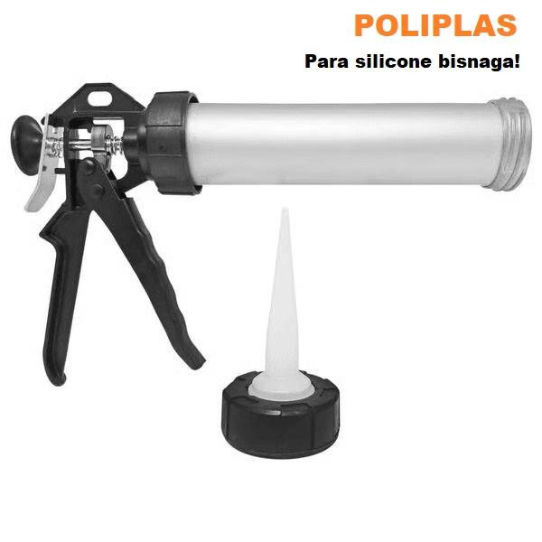 PISTOLA APLICADOR SILICONE 9" POLIPLAS - FECHADA CINZA