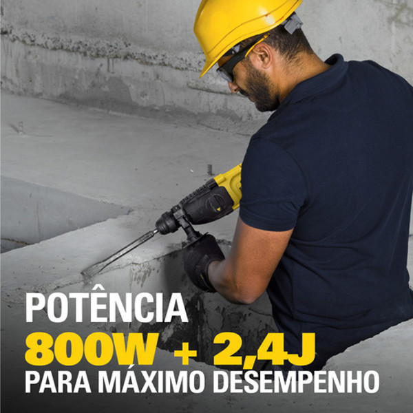 MARTELETE DE IMPACTO COM 800W E MALETA STANLEY - SHR263KA-BR 127V