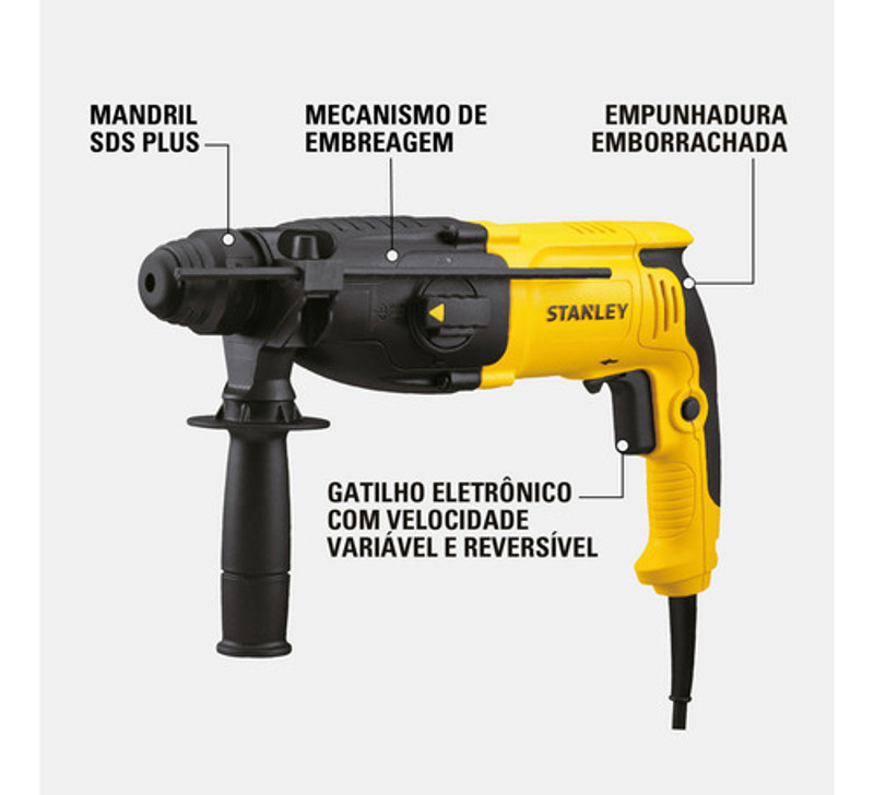 MARTELETE DE IMPACTO COM 800W E MALETA STANLEY - SHR263KA-BR 127V