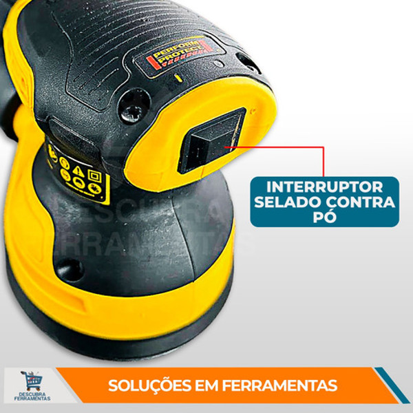 LIXADEIRA ORBITAL VELCRO COM 280W DEWALT - DWE6421-BR 127V