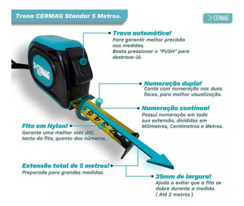 TRENA COM 05 METROS GRADUACAO 2 LADOS CERMAG