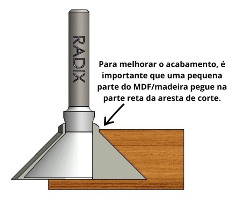 FRESA PERFIL CAVA 45° DE 40MM COM HASTE 12MM RADIX - 2059100.06