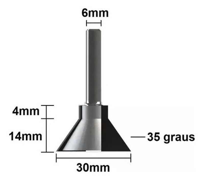 FRESA PERFIL CAVA 35° DE 30MM COM HASTE 06MM RADIX - 2059135.01