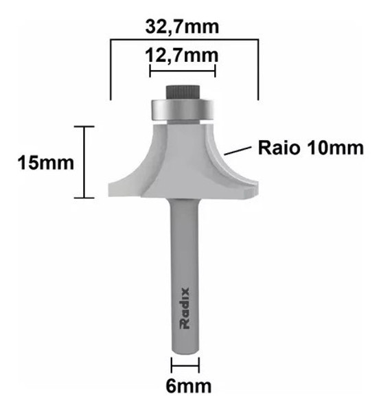 FRESA DE ARRENDODAR COM ROLAMENTO D-32.7MM E HASTE DE 6MM RADIX - 1974115.01