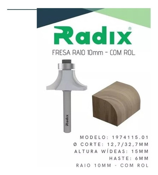 FRESA DE ARRENDODAR COM ROLAMENTO D-32.7MM E HASTE DE 6MM RADIX - 1974115.01