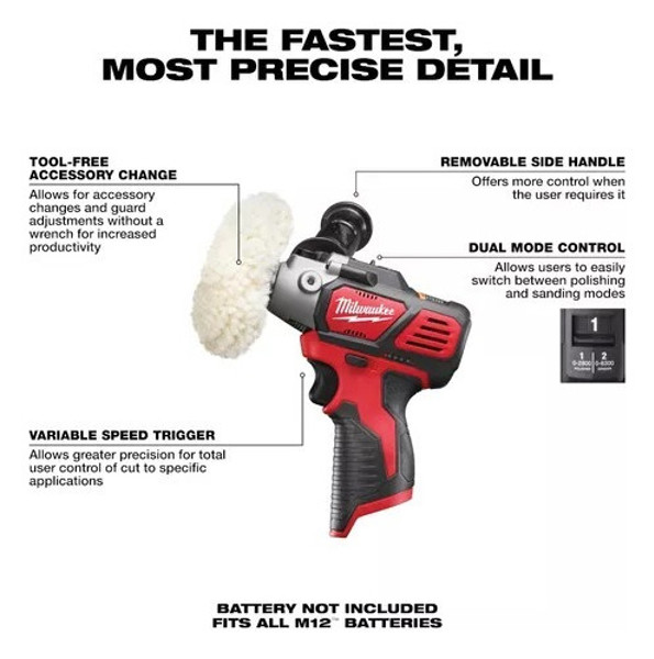 MINI POLITRIZ 3" BATERIA 12V COMPLETA COM BOLSA MILWAUKEE - 2438-159