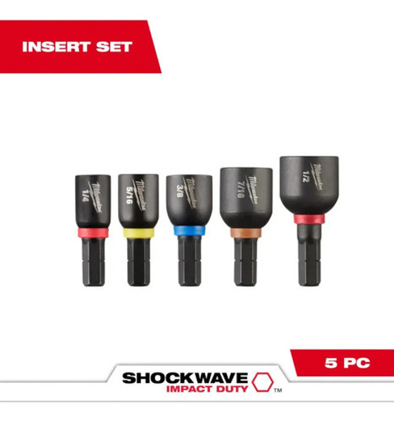 JOGO DE 05PCS COM SOQUETES MAGNETICO DE 1/4" MILWAUKEE - 49-66-4563