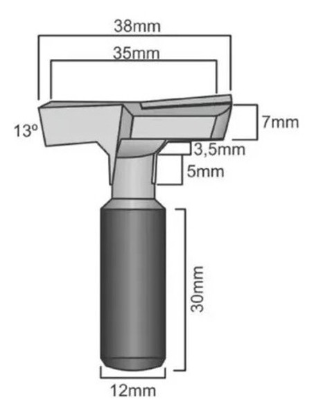 FRESA DE CORTE PARA CANALETADO 35/38MM COM HASTE 12MM RADIX - 18L3538.06