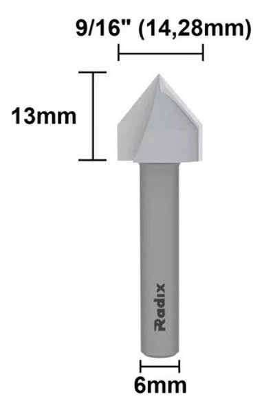 FRESA DE CORTE EM "V" COM HASTE 06MM RADIX - 2059070.01