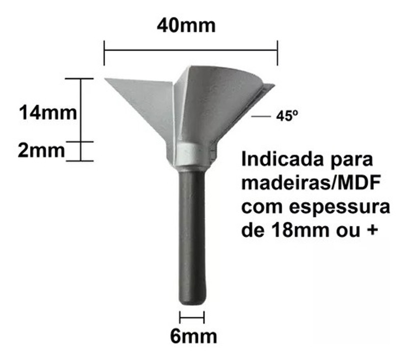 FRESA PERFIL CAVA 45° DE 28MM COM HASTE 06MM RADIX - 2059085.01