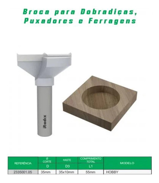 BROCA PARA DOBRADICA RADIX 35MM - 2335001.05