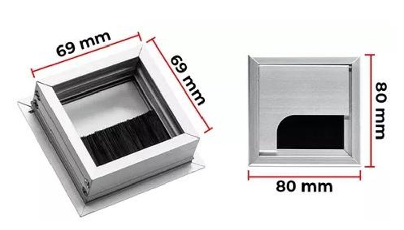 PASSAFIO QUADRADO ALUMINIO 80X80MM REF: DP1001
