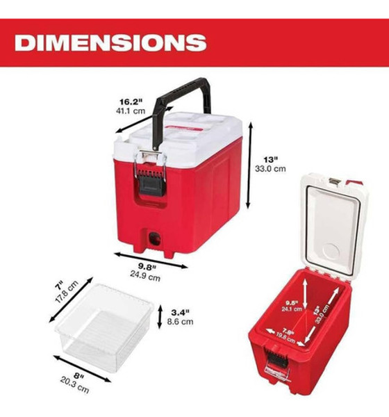 CAIXA 16QT COOLER DE 15L PACKOUT MILWAUKEE - 48-22-8460
