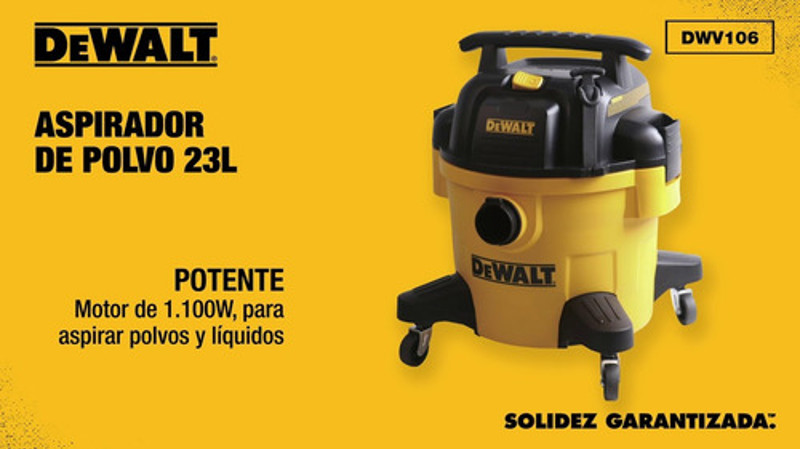 ASPIRADOR DE PO E AGUA ELETRICO COM 1100W DEWALT - DWV106 220V
