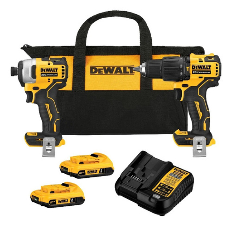KIT 02 PARAFUSADEIRAS 20V COMPACTA COM BOLSA DEWALTD - DCK279D1E1-BR