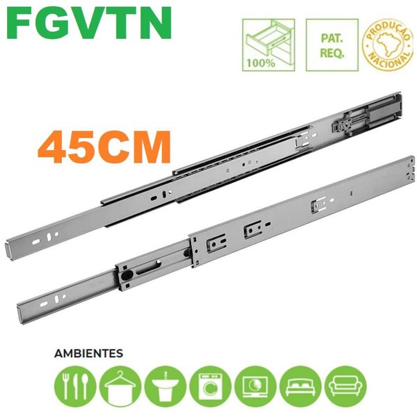 CORREDICA TELESCOPICA LARGA REFORCADA TN 45CM VERMELHA - 545TN0770045000