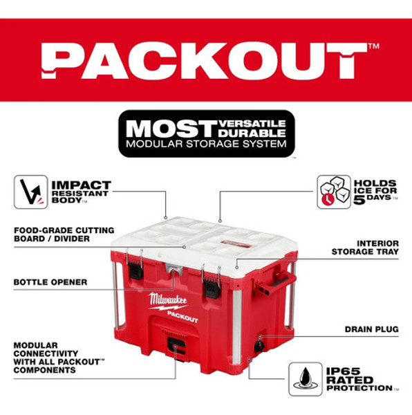 CAIXA 40QT COOLER DE 38L PACKOUT MILWAUKEE - 48-22-8462