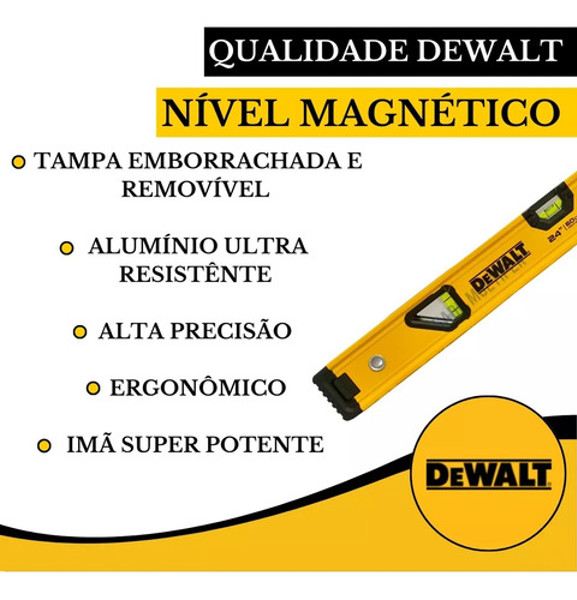NIVEL 03 BOLHAS  BASE MAGNETICA DE ALUMINIO 24" 60CM DEWALT - DWHT42807
