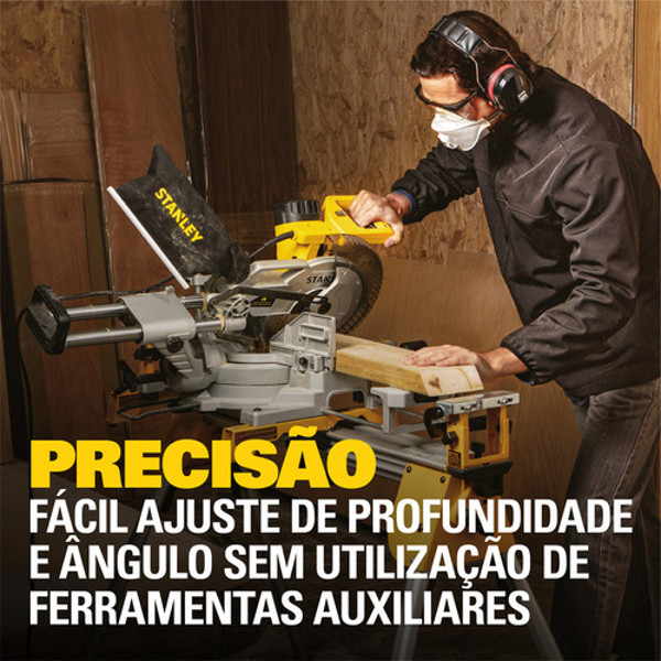 SERRA MEIA ESQUADRIA 10" COM 1800W E BRACO TELESCOPICO STANLEY - SM18-B2 220V