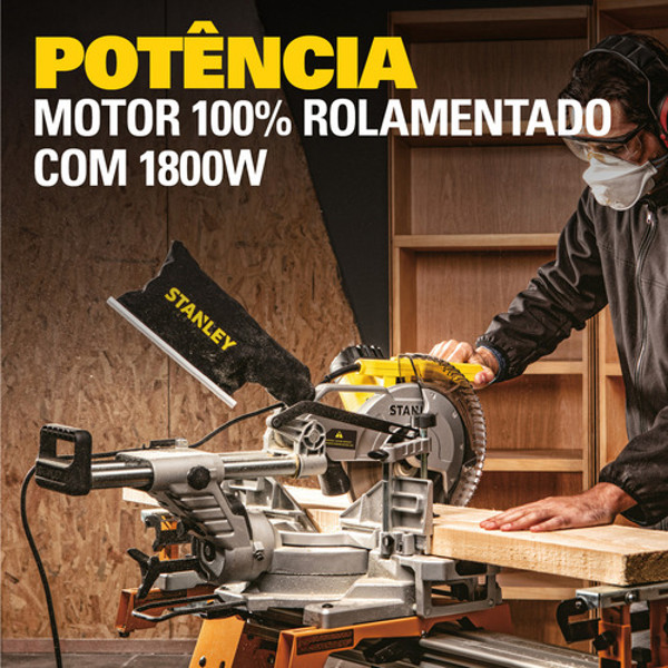 SERRA MEIA ESQUADRIA 10" COM 1800W E BRACO TELESCOPICO STANLEY - SM18-B2 220V