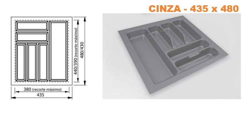 DIVISOR DE TALHER CINZA FGVTN 435X480MM