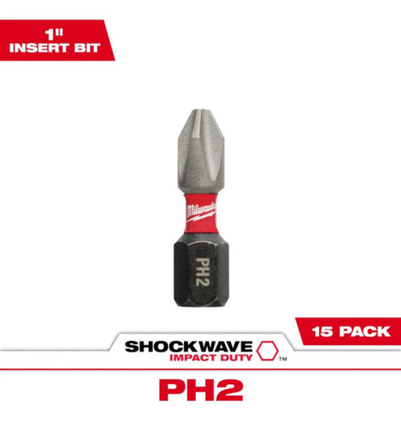 JOGO DE 15PCS COM PONTAS PH2 DE 25MM MILWAUKEE - 48-32-5003