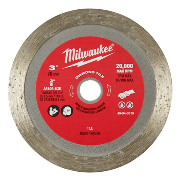 DISCO CORTE MINI SERRA DIAMANTADO 3" 76MM MILWAUKEE - 49-94-3010