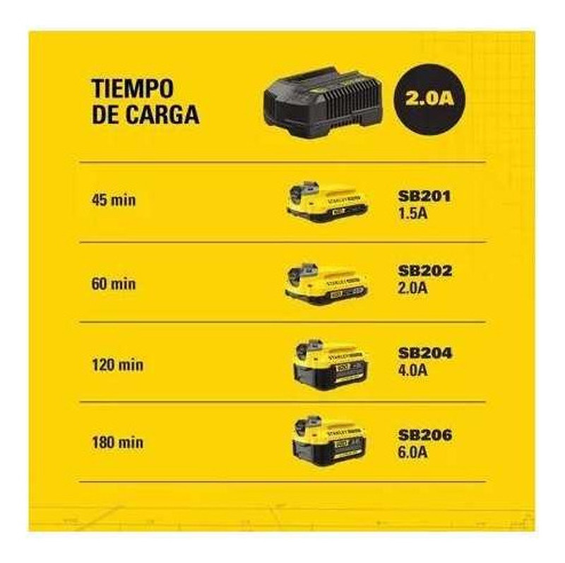 CARREGADOR PARA BATERIA 20V STANLEY - SC200-B2