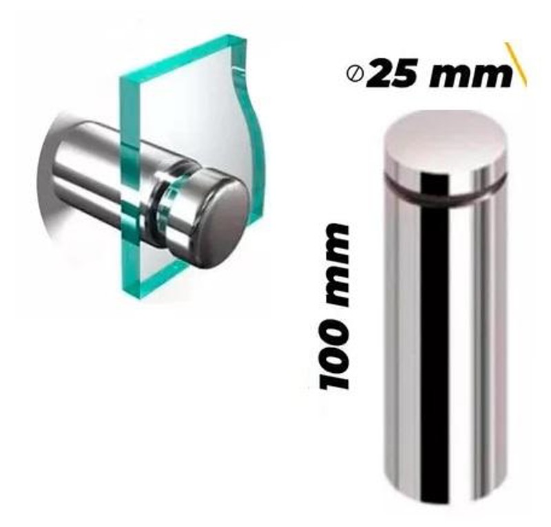 ESPACADOR E LIMITADOR PARA VIDRO COM 100MM D25