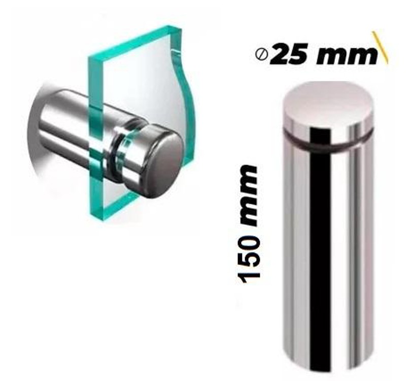 ESPACADOR E LIMITADOR PARA VIDRO COM 150MM D25