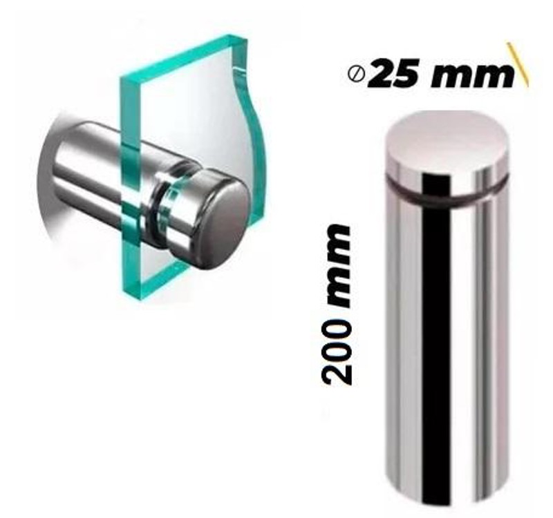 ESPACADOR E LIMITADOR PARA VIDRO COM 200MM D25
