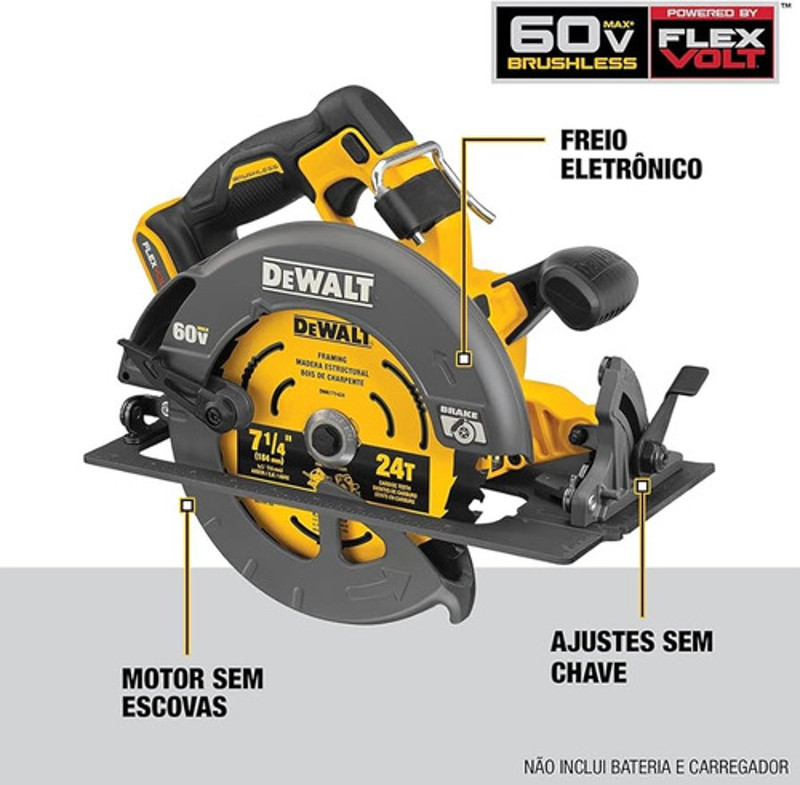 SERRA CIRCULAR 185MM A BATERIA 60V DEWALT - DCS578B-B3