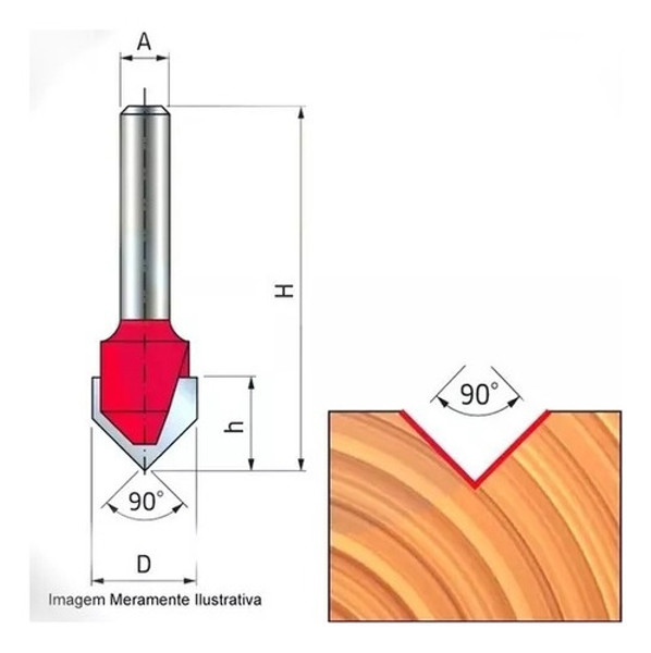 FRESA DE 90° EM "V" COM HASTE DE 6MM FREUD - 20-10406P