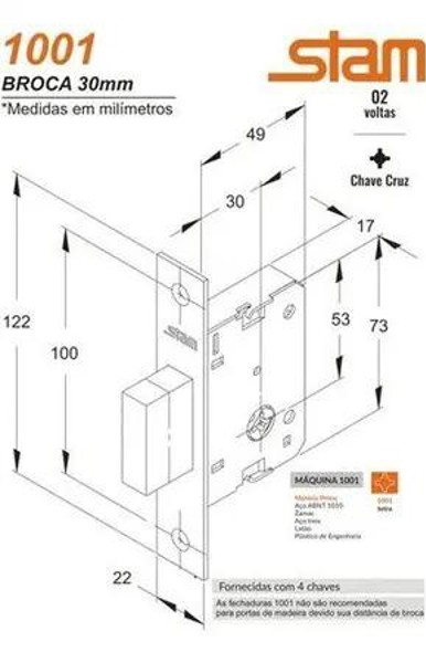 FECHADURA AUXILIAR TETRA PAR (02UN) DA STAM - 1001