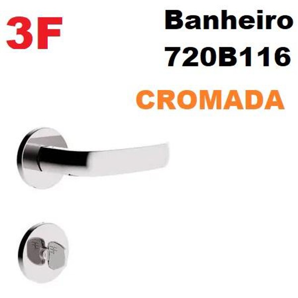 FECHADURA DE BANHEIRO "116" COM ROSETA REDONDA 3F - 720B116CR CROMADA