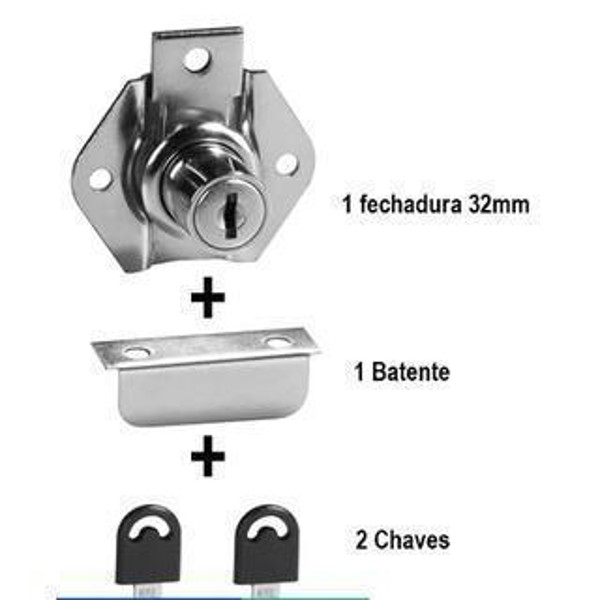 FECHADURA DE GAVETA CANO LONGO DE 32MM HD
