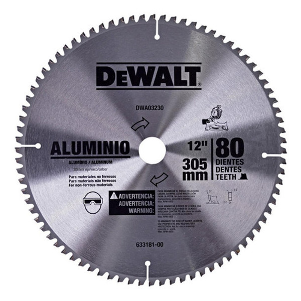 DISCO PARA ALUMINIO DE 12" 300MM COM 80 DENTES DEWALT - DWA03230