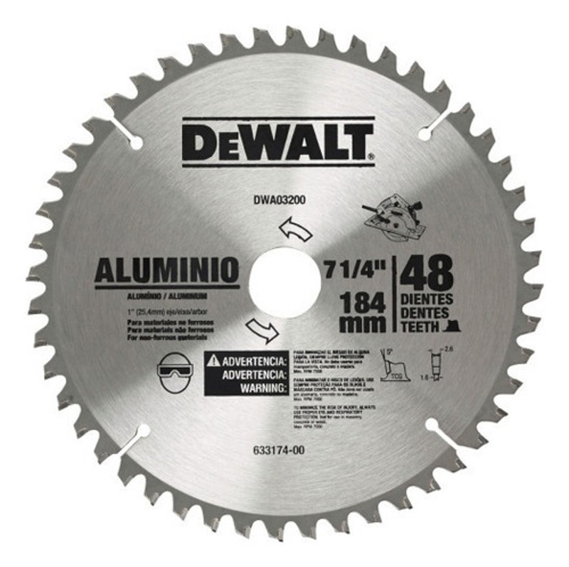 DISCO PARA ALUMINIO DE 7.1/2" 185MM COM 48 DENTES DEWALT - DWA03200