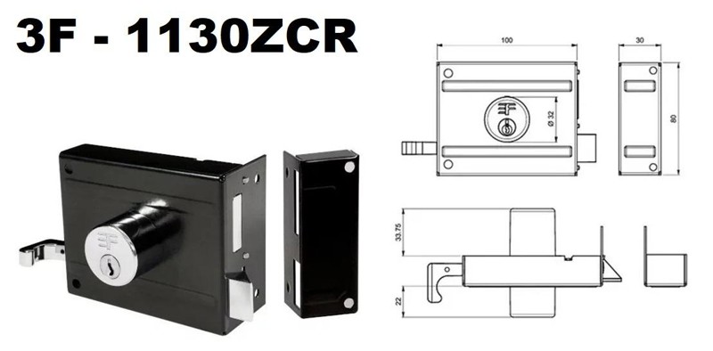 FECHADURA DE SOBREPOR SIMPLES PARA PORTAO 3F - 1130ZCR