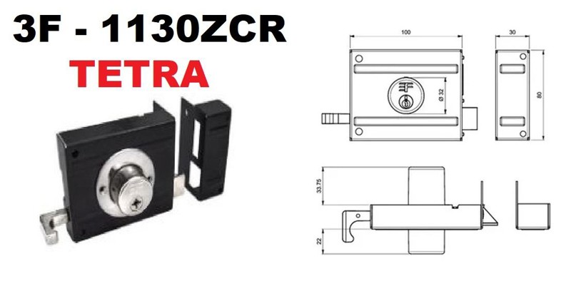 FECHADURA DE SOBREPOR TETRA PARA PORTAO 3F - 1130 TETRA
