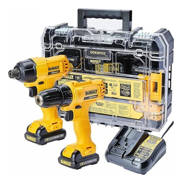 KIT 02 PARAFUSADEIRAS 12V (DCD700 + DCF805) COM MALETA DEWALT - DCK201C2-BR