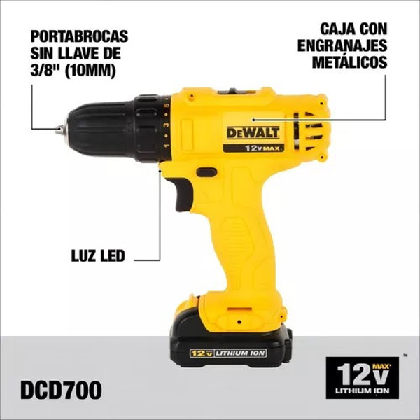 KIT 02 PARAFUSADEIRAS 12V (DCD700 + DCF805) COM MALETA DEWALT - DCK201C2-BR