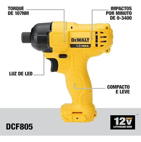 KIT 02 PARAFUSADEIRAS 12V (DCD700 + DCF805) COM MALETA DEWALT - DCK201C2-BR