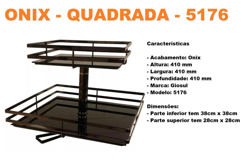 FRUTEIRA DUPLA COM VIDRO FUME GIOSUL QUADRADA - 5176/40 ONIX
